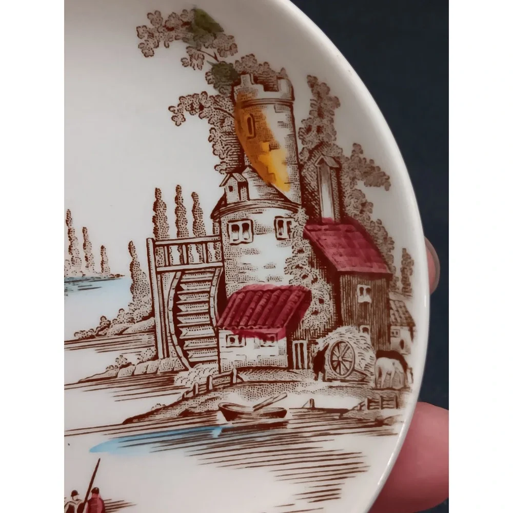 Johnson Bros England Water Mill‎ Plate Small Decorative Dish Brown Transferware